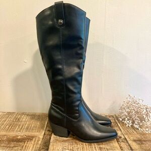 Frye and Co Black Faux Leather Boots Sheldon Size 7